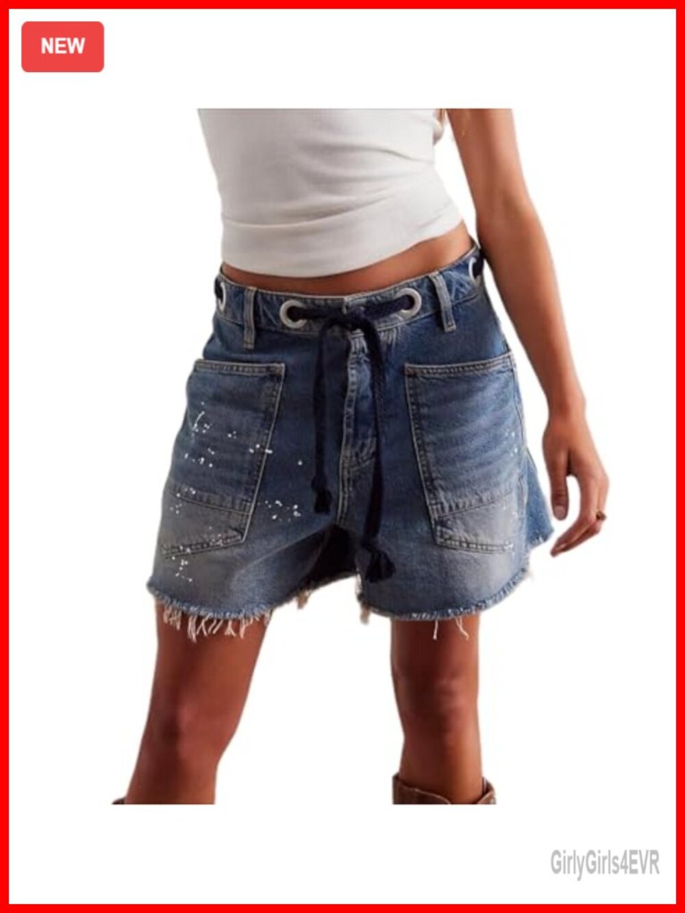 Y2k Wide Leg Baggy Bermuda Denim Shorts Drawstring Long Jean Shorts